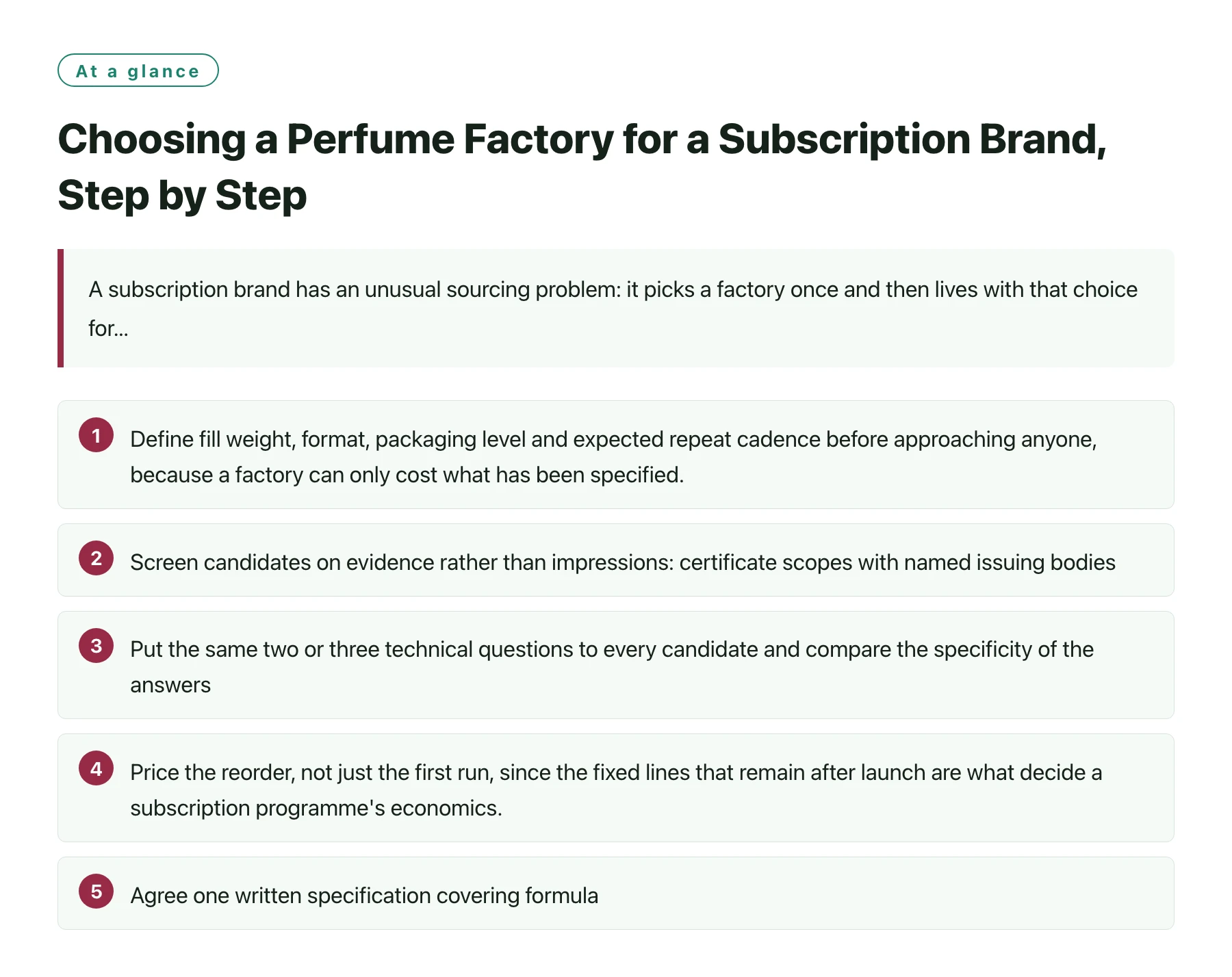 Choosing a Perfume Factory for a Subscription Brand, Step by Step——全文要点速览
